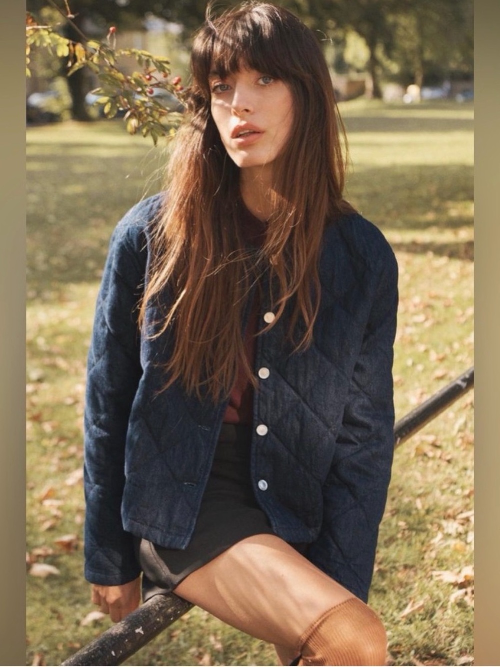 Zara Quilted Denim Jacket Size XS